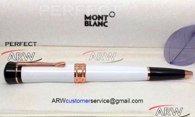 Perfect Replica Best Mont Blanc Bonheur Nuit White Ballpoint Pen Rose Gold Clip